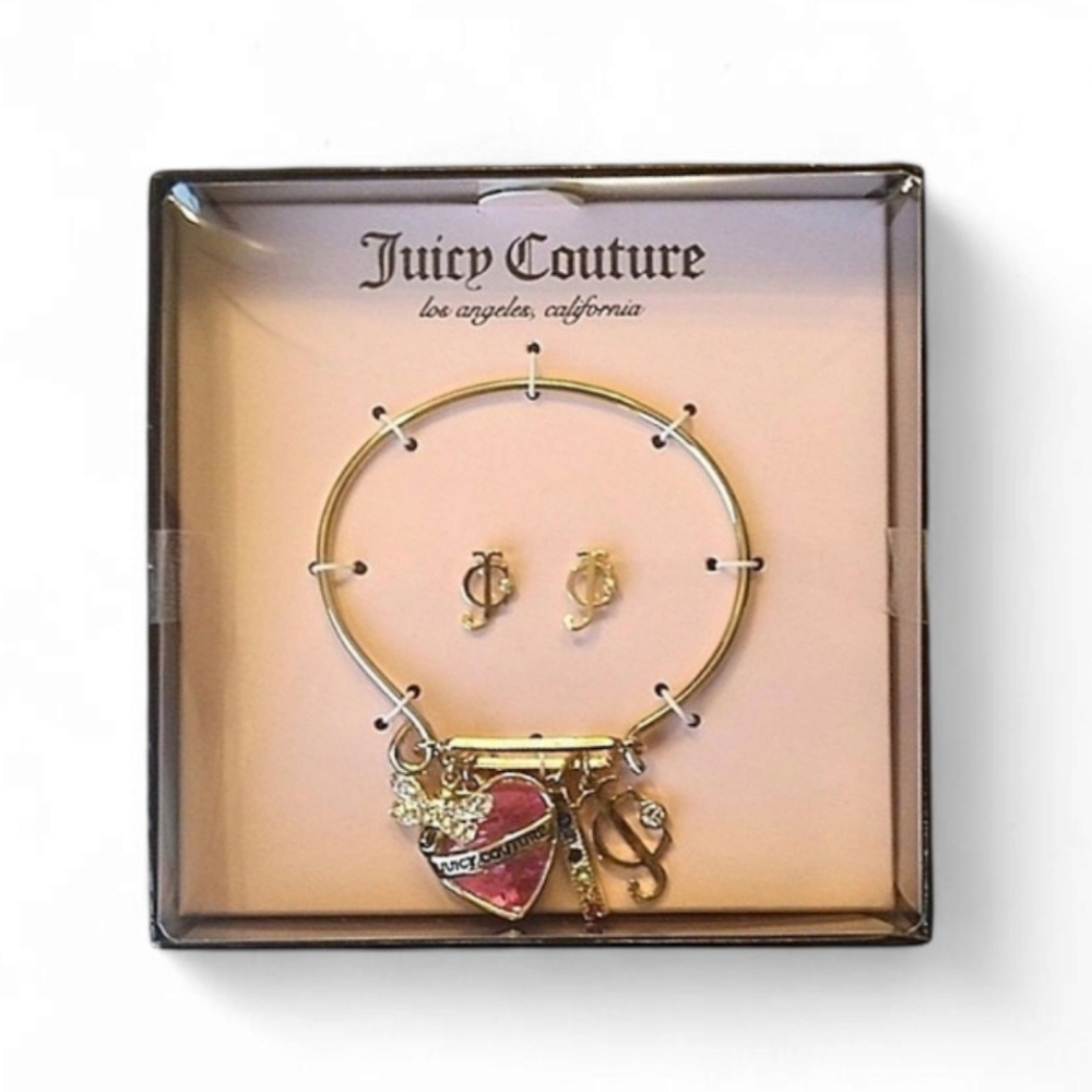 Juicy Couture  Gold-tone Earrings & Charm Bracelet Set